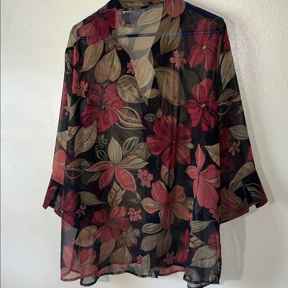White Stag Multicolor Sheer Floral Blouse - Picture 5 of 5